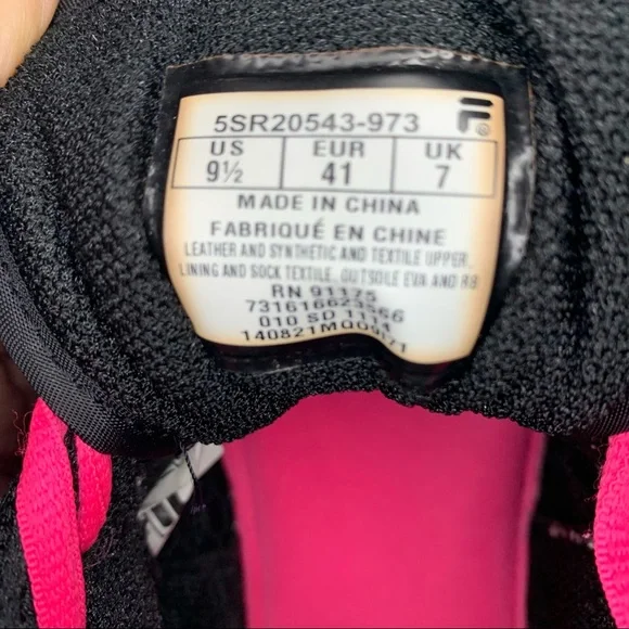 Fila Women’s Sneakers Black Pink Sz 9.5 - Picture 9 of 11